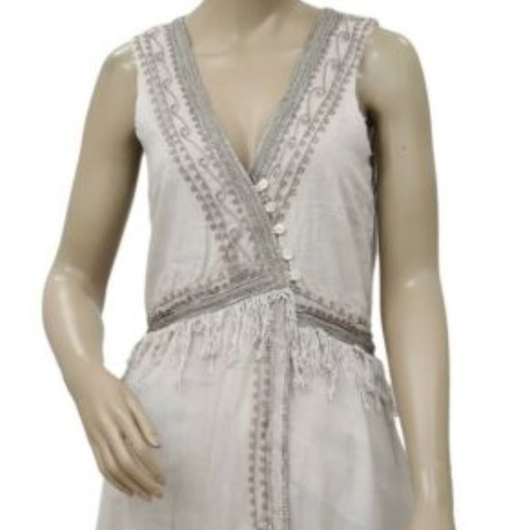 Free People Embroidered Lace Gray Wrap Dress S US - Picture 3 of 16